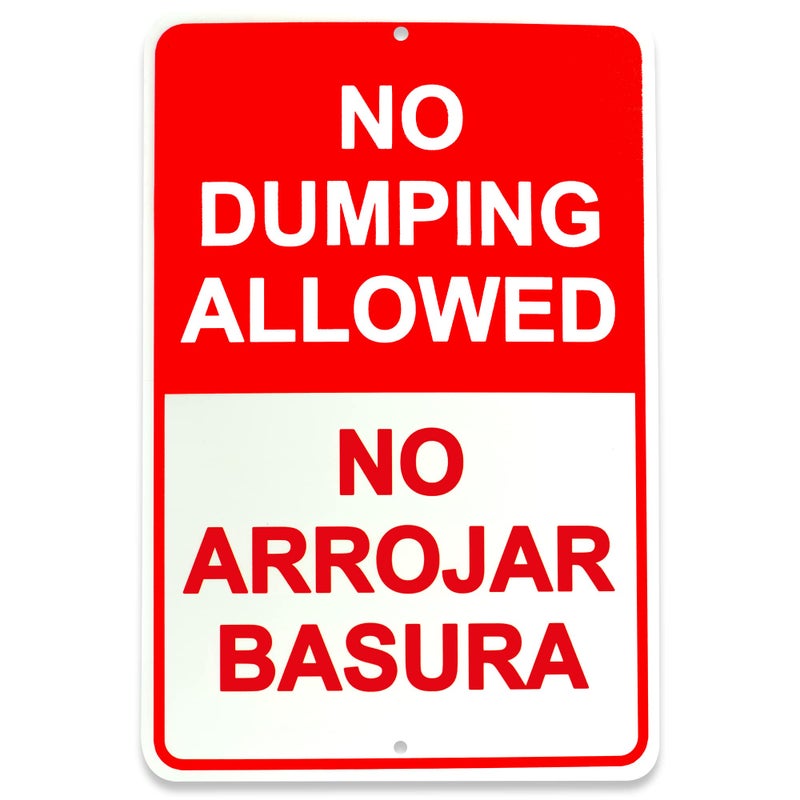 DIMARONGTON No Dumping Sign - 8x12 Aluminum No Arrojar Basura Sign - No Dumping Signs Private Property English and Spanish No littering Sign Outdoor - Image 1